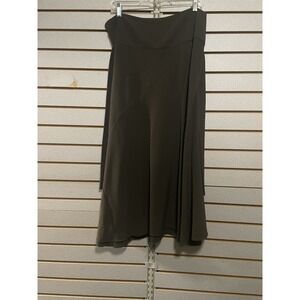 VTG Emma Women's Sz 14 Long Brown Skirt Side Zip Belted A-line‎